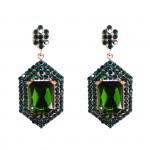 Serenity Emerald Geometric Pave Stone Earrings